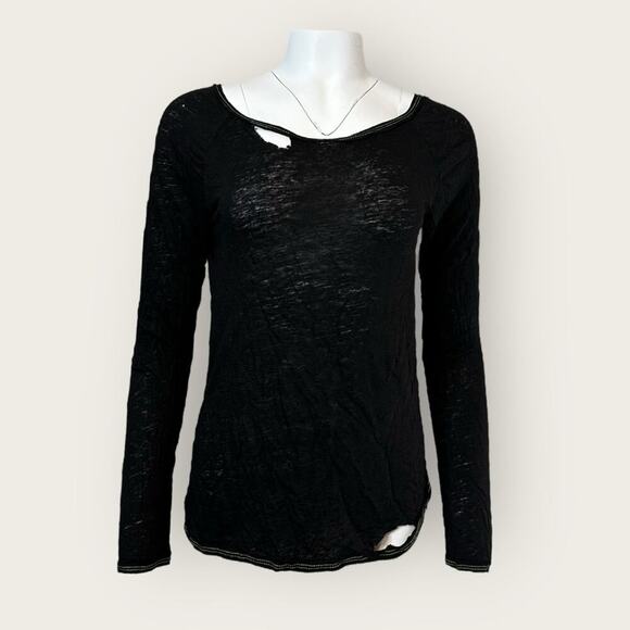 NWT | Chaser | Deconstructed Scoop Back Linen Jersey | Black | Medium - Picture 1 of 14